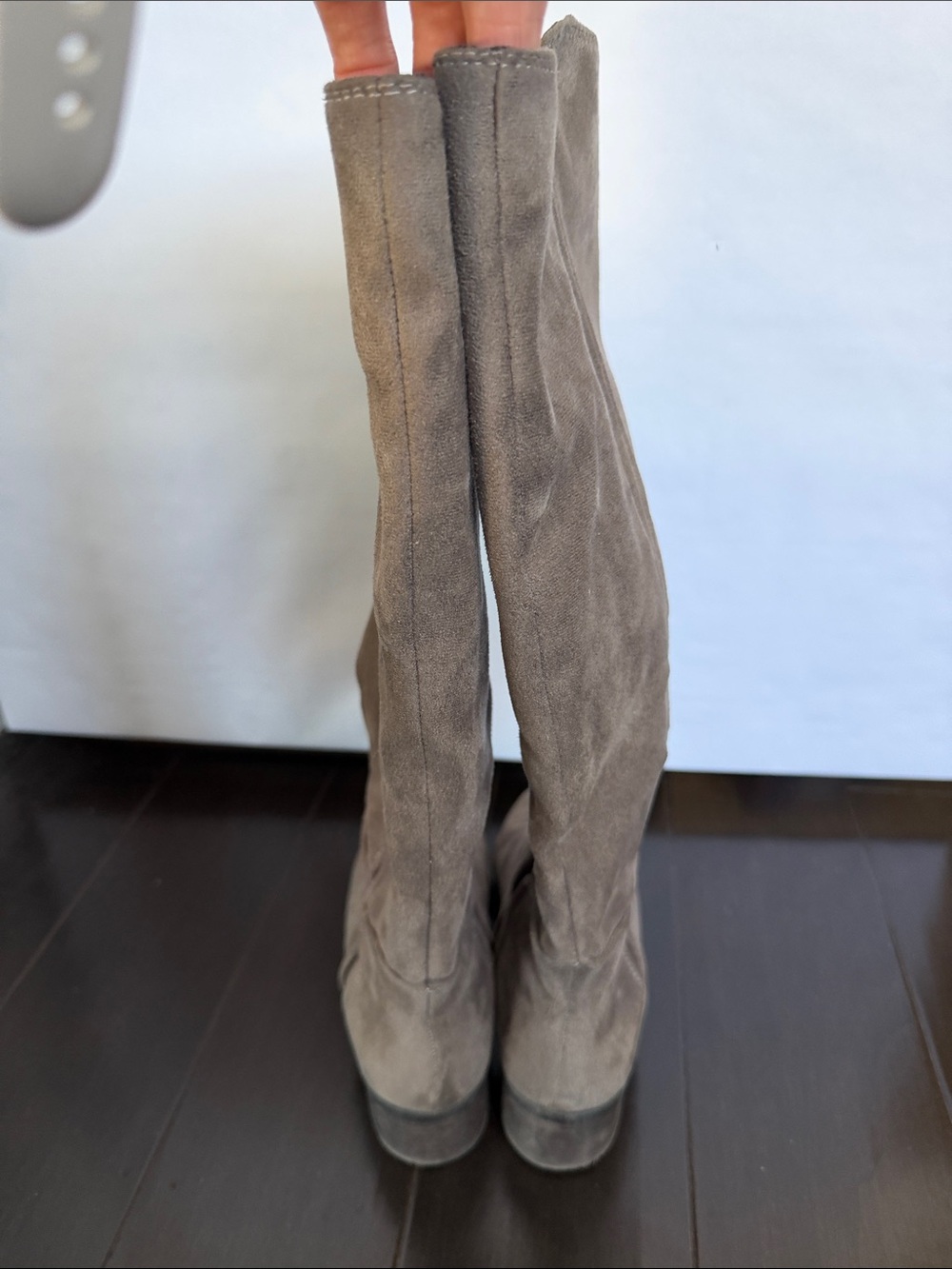 Merona Taupe Suede Knee-High Heeled Boots - Picture 3 of 4